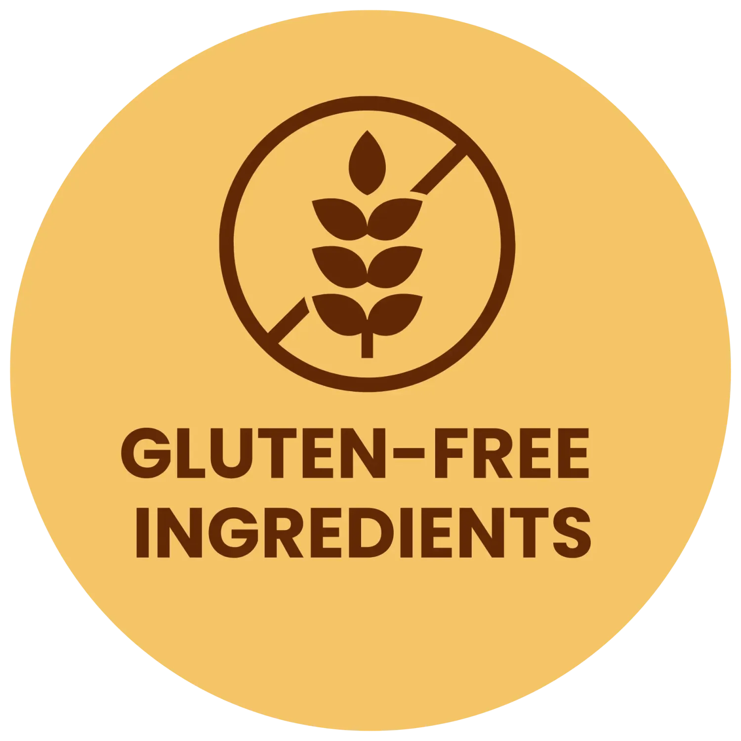 Gluten-Free Ingredients symbol with crossed grain icon