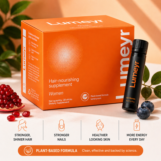 Frasco de Lumeyr Women, alternativa a Nutrafol disponible en España para mujeres adultas