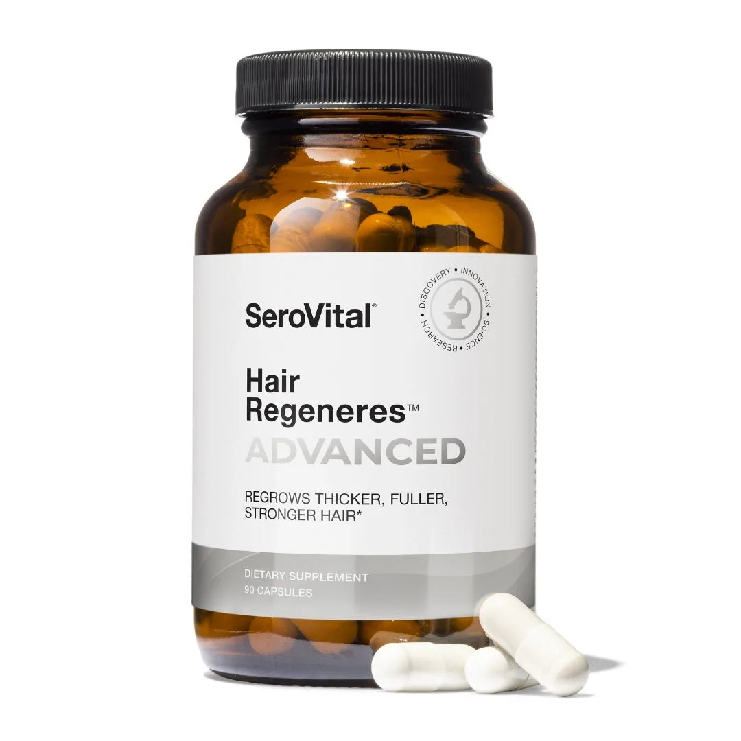 Lumeyr Hair Regeneres ADVANCED dietary supplement bottle with 3 capsules on a white background