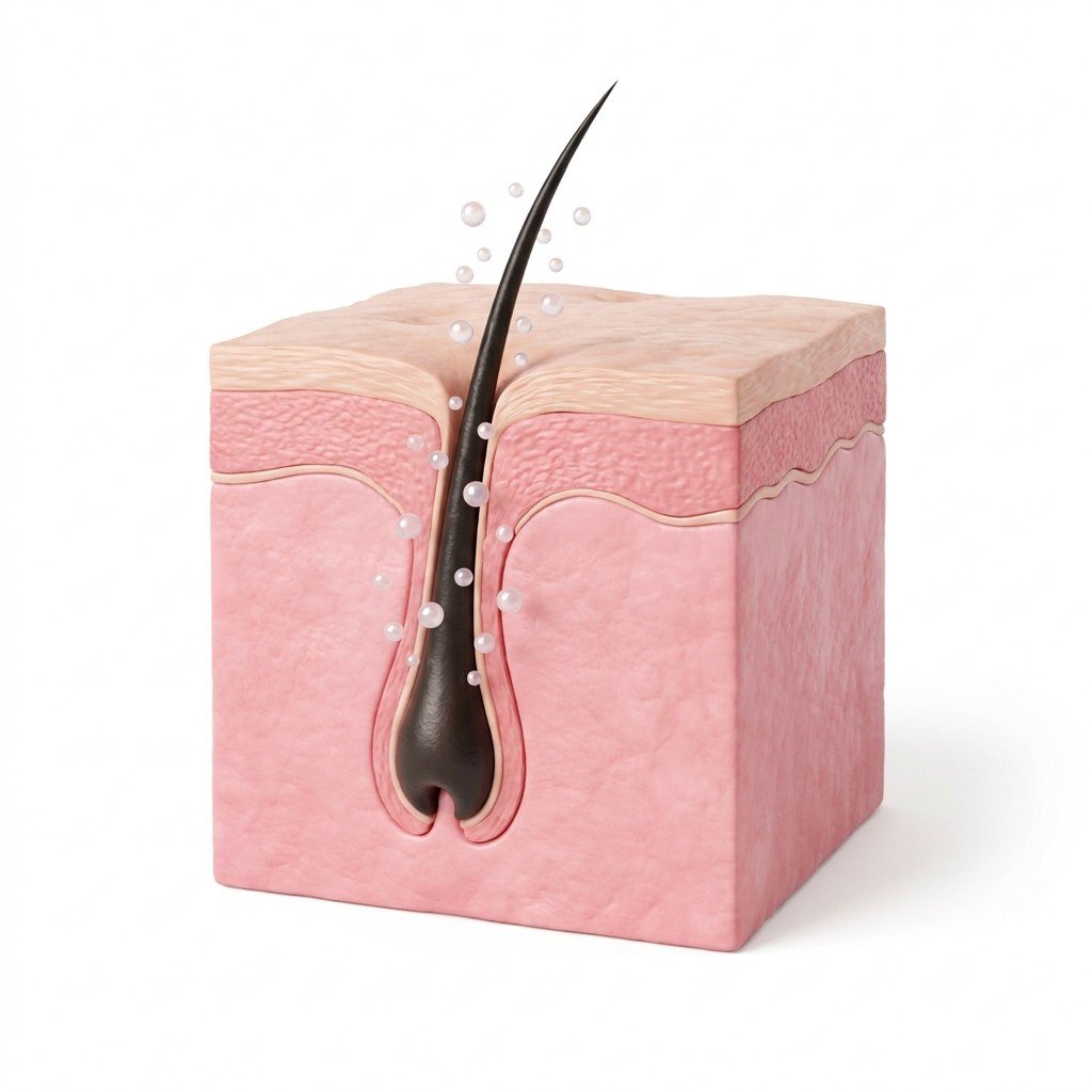 Cross-section of a hair follicle